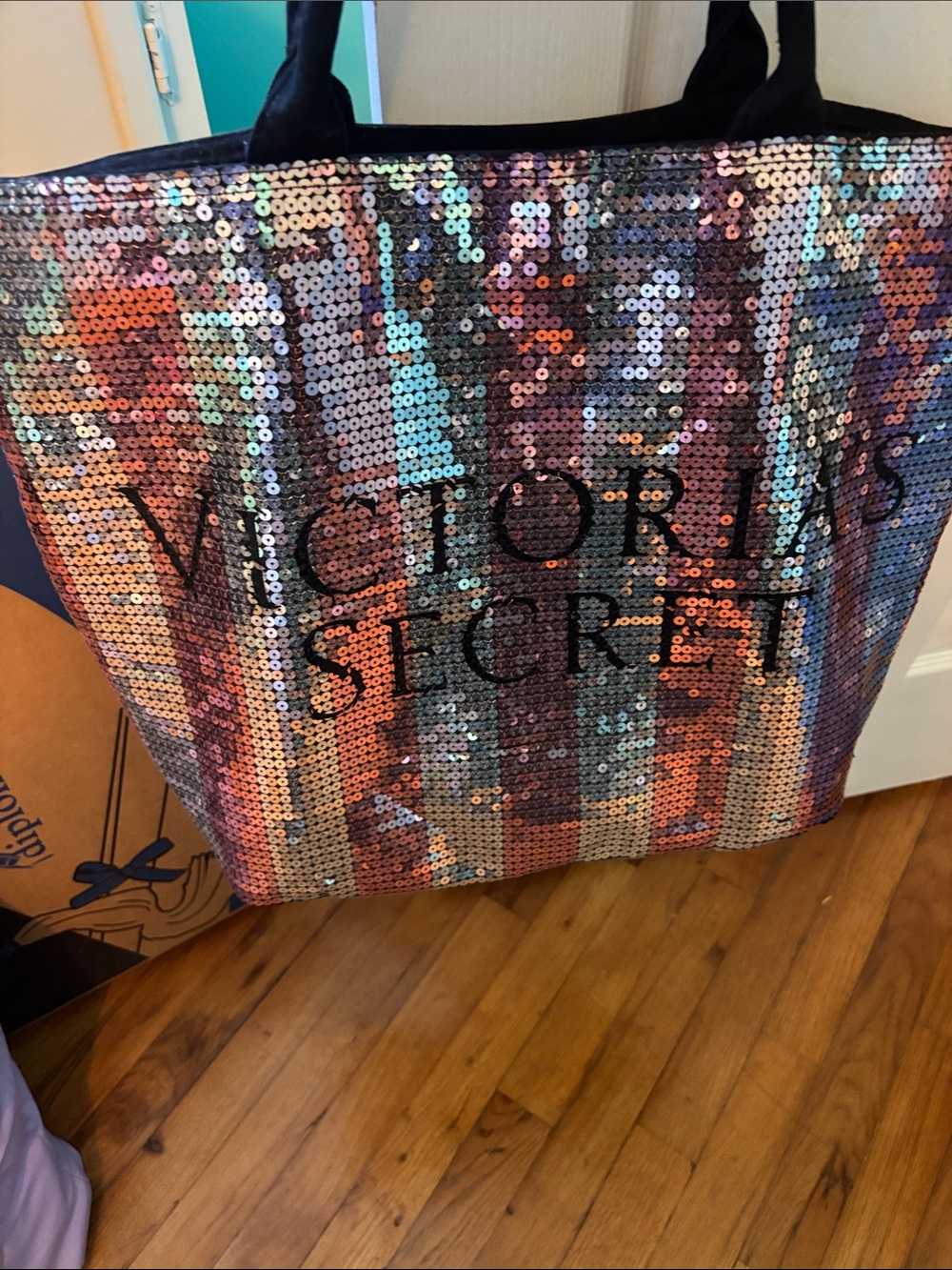 Victoria's Secret Iridescent Sequin Tote in Multicolor Shimmer